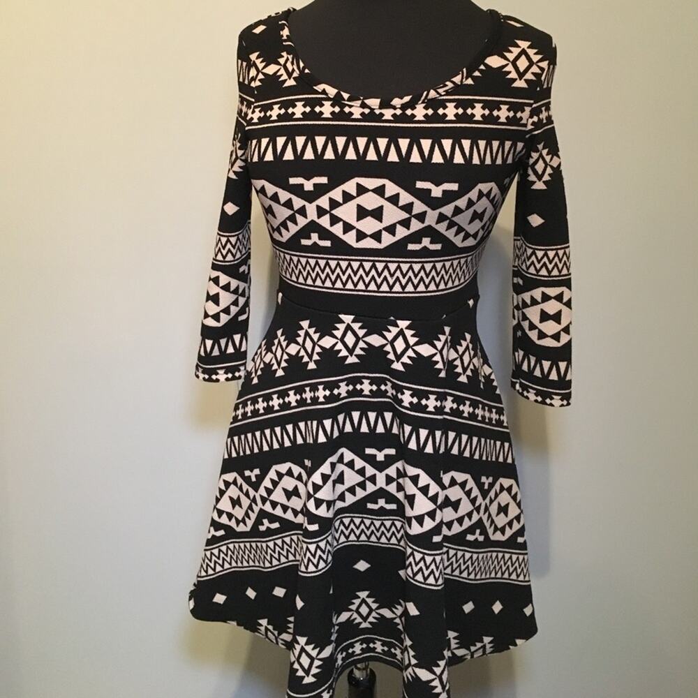 Size small Tribal Print Aline Dress with 3/4 Slv